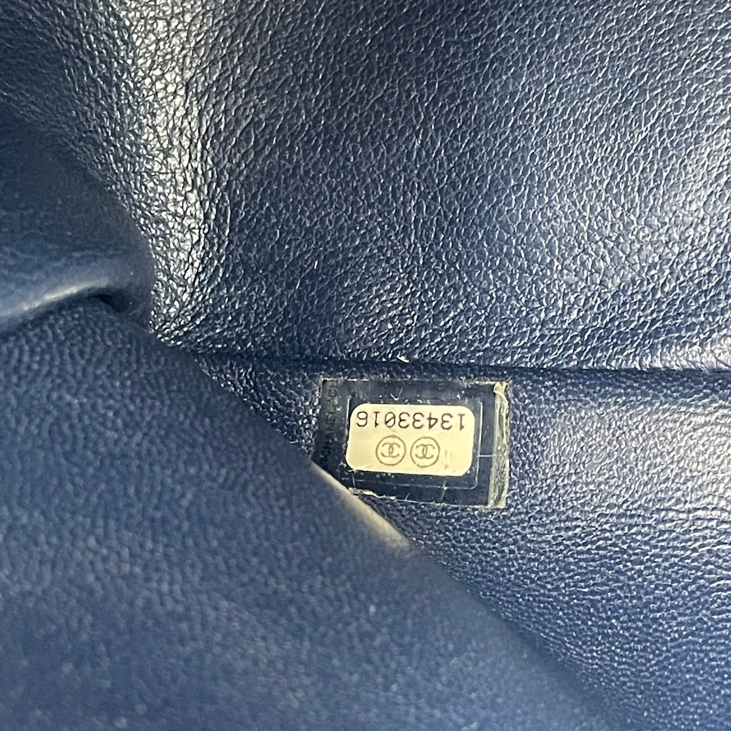 CHANEL Navy Blue Lambskin Single Flap Bag with Silver Hardware