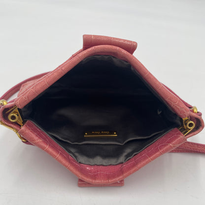 MIU MIU Croc-Embossed Leather Shoulder Bag Pink