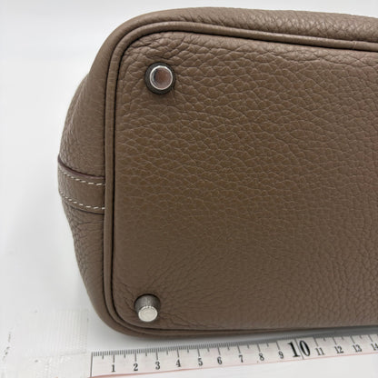 HERMES Picotin Lock PM 18 Brown Taurillon Clemence Silver Hardware