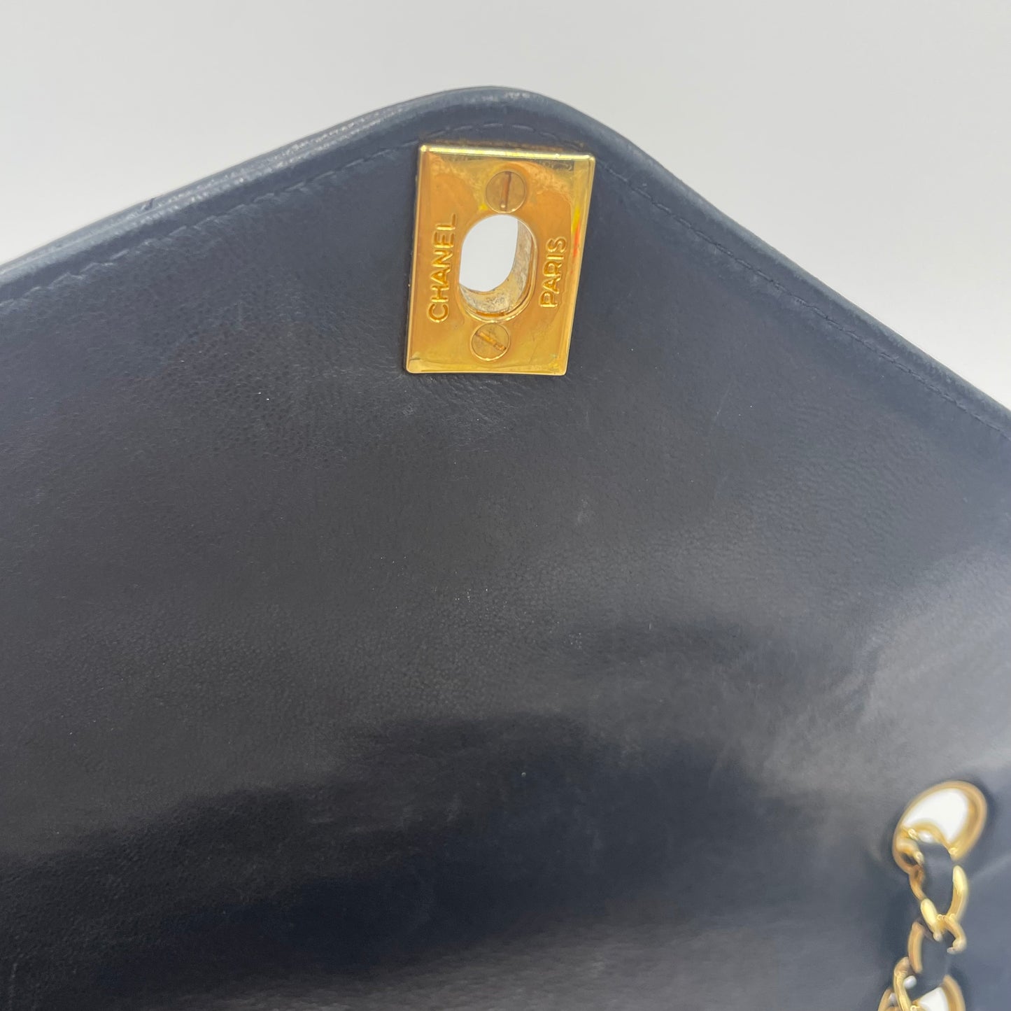 CHANEL V-Stitch Lambskin Flap Chain Shoulder Bag  with Gold Hardware
