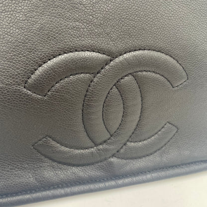 CHANEL CC Logo Lambskin Chain Shoulder Bag Black with Silver