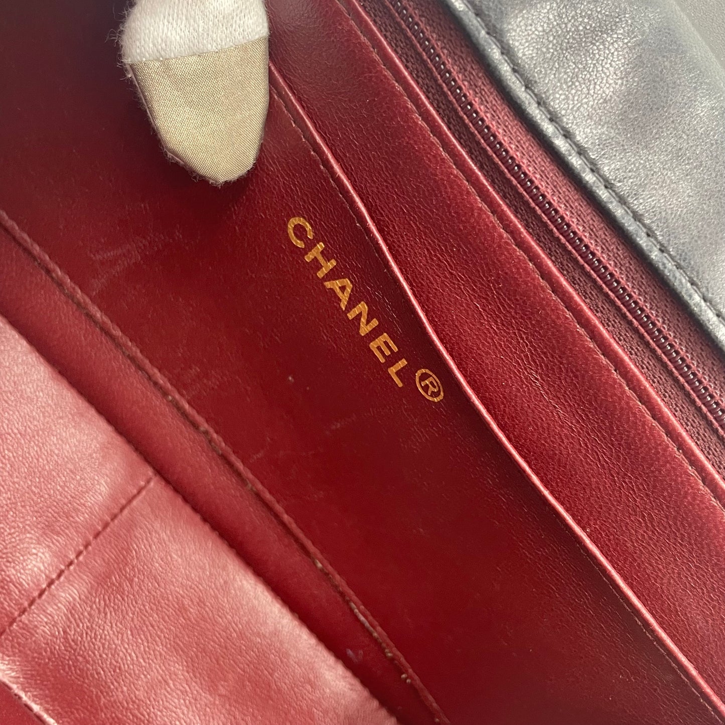 CHANEL V-Stitch Lambskin Flap Chain Shoulder Bag  with Gold Hardware
