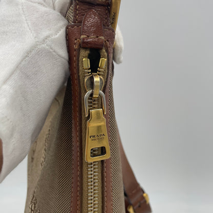 PRADA Jacquard Logo Canvas Crossbody Bag