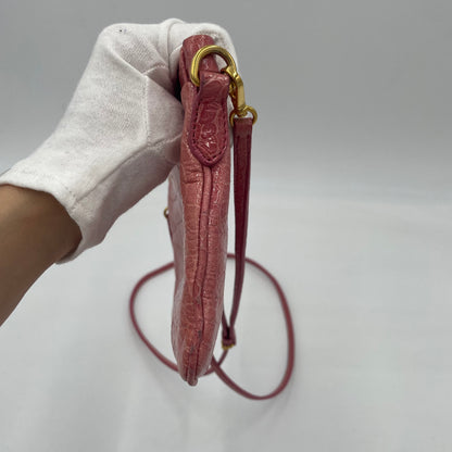 MIU MIU Croc-Embossed Leather Shoulder Bag Pink