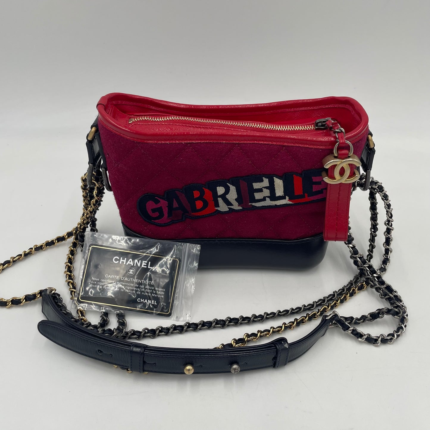 CHANEL Gabrielle Red Quilted Leather Chain Shoulder Bag
