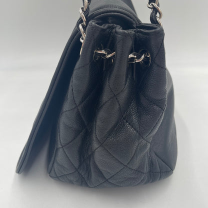 CHANEL CC Logo Lambskin Chain Shoulder Bag Black with Silver