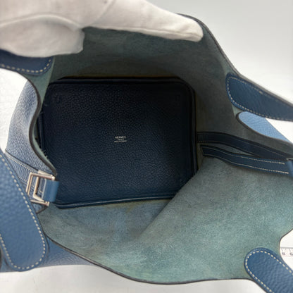 HERMÈS Picotin MM Taurillon Clémence Leather Silver Hardware