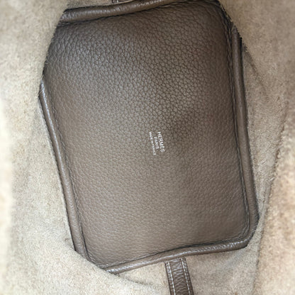 HERMES Picotin Lock PM 18 Brown Taurillon Clemence Silver Hardware