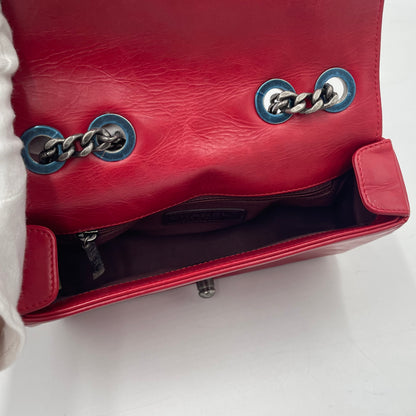 CHANEL Quilted Lambskin Flap Shoulder Bag – Red / Mixed Pattern (Chevron & Diamond)
