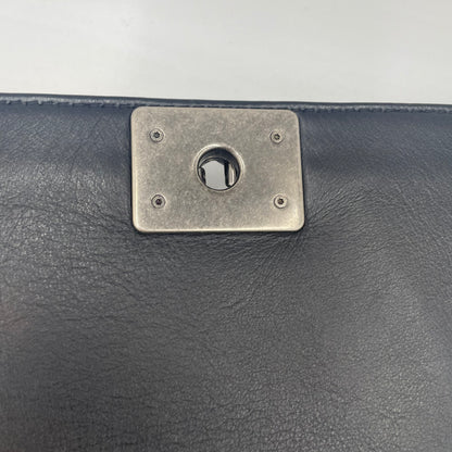 CHANEL Boy Chanel Lambskin Chain Shoulder Bag Black with Gunmetal