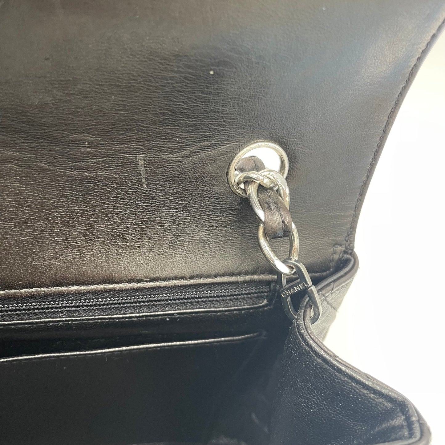 CHANEL Dark Brown Lambskin Single Flap Bag