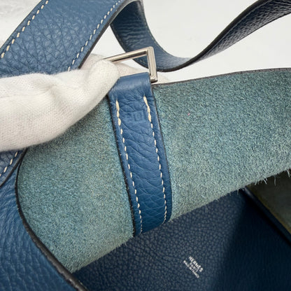 HERMÈS Picotin MM Taurillon Clémence Leather Silver Hardware