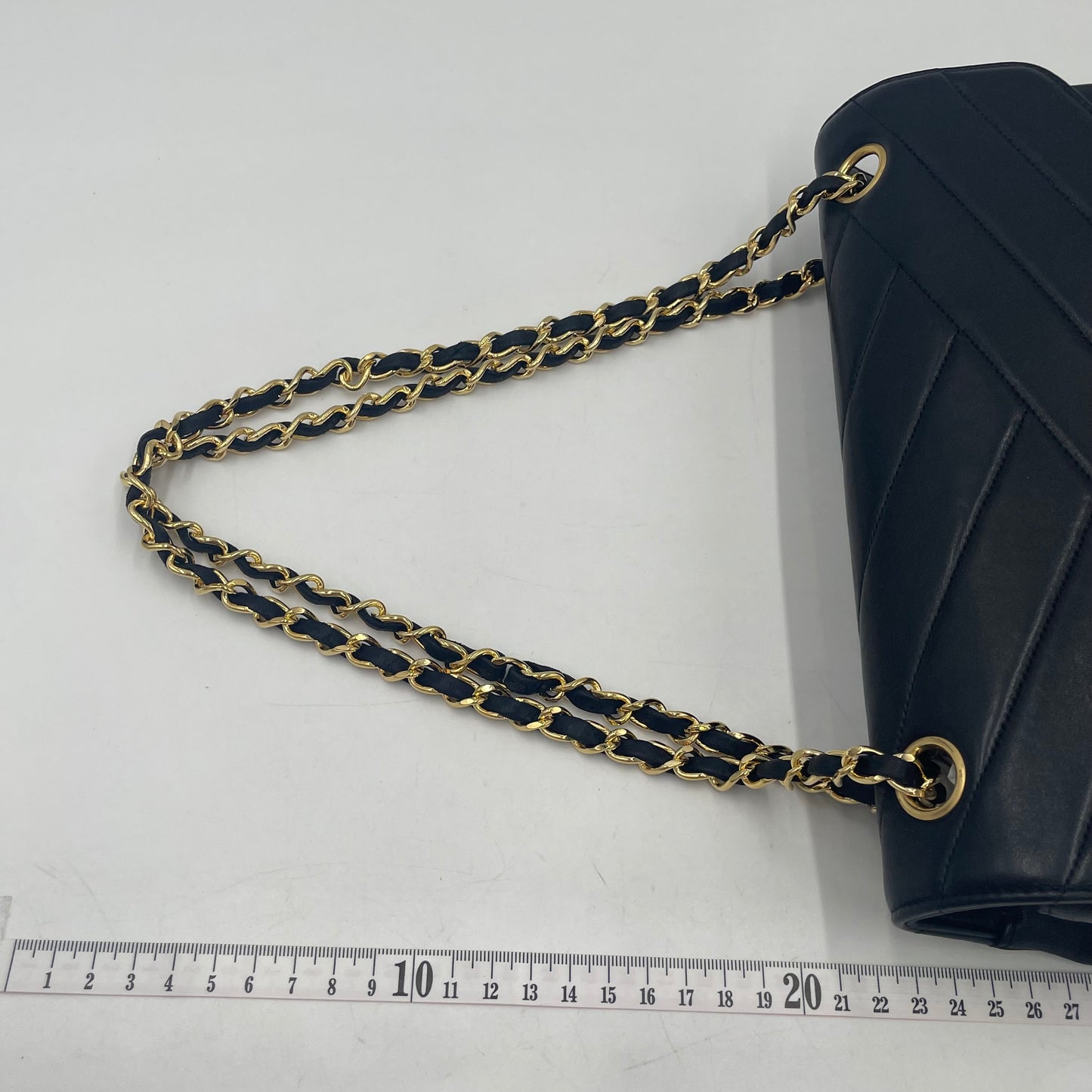 CHANEL V-Stitch Lambskin Flap Chain Shoulder Bag  with Gold Hardware