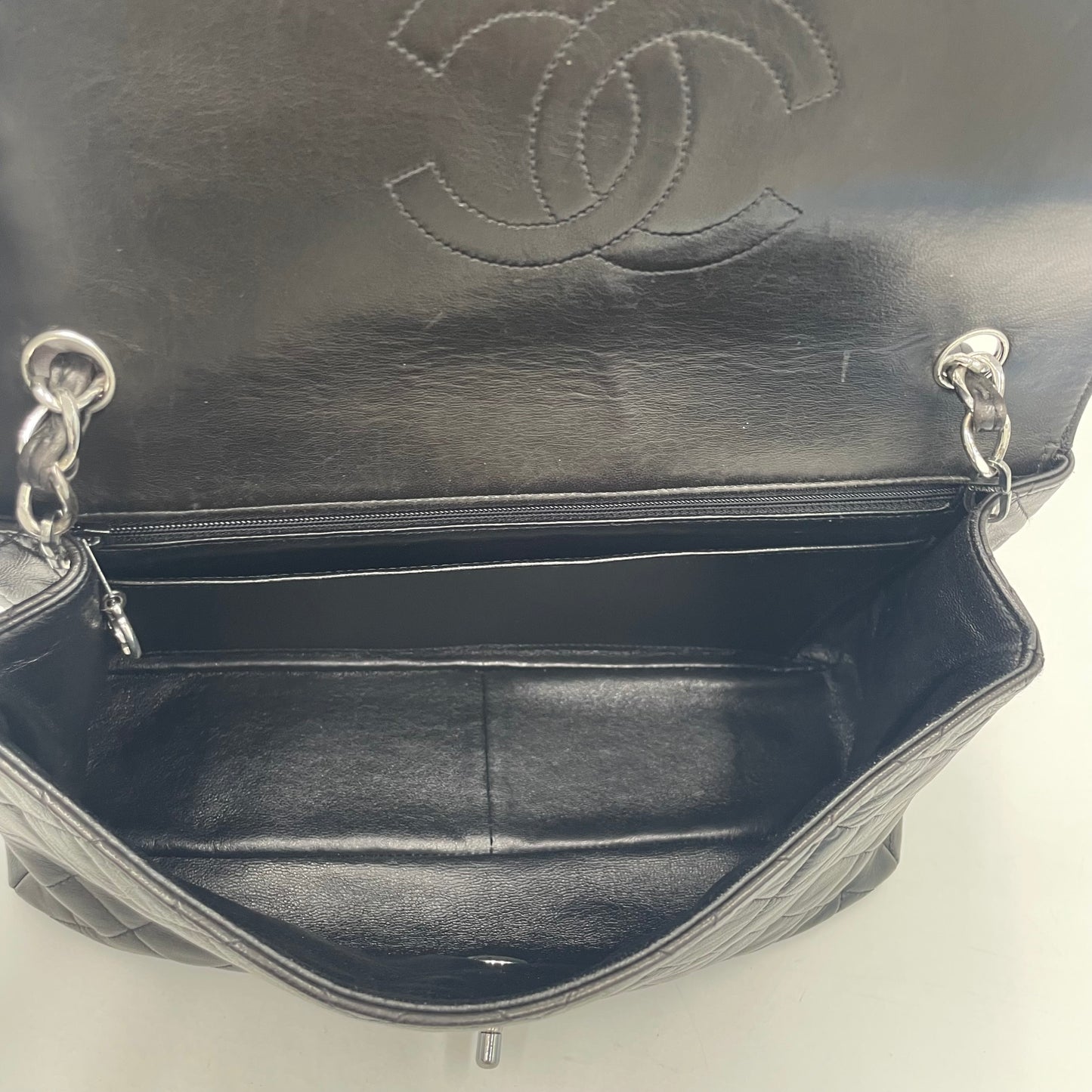 CHANEL Dark Brown Lambskin Single Flap Bag