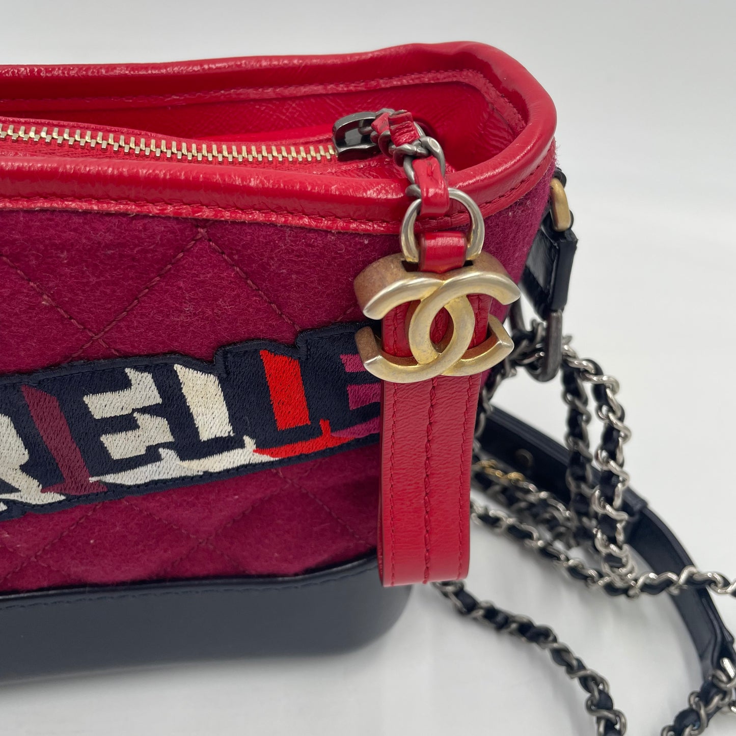 CHANEL Gabrielle Red Quilted Leather Chain Shoulder Bag