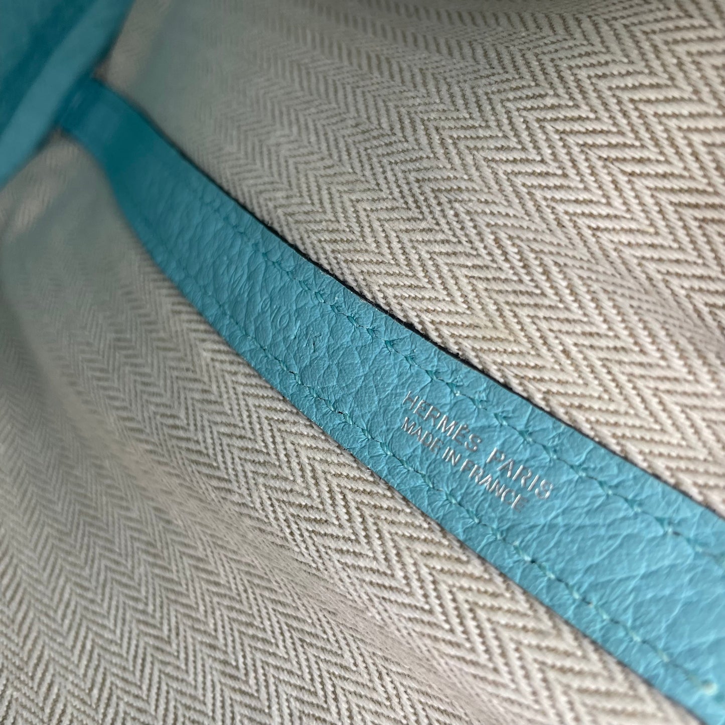 HERMÈS Garden Party T (2015) Negonda Leather Blue Atoll