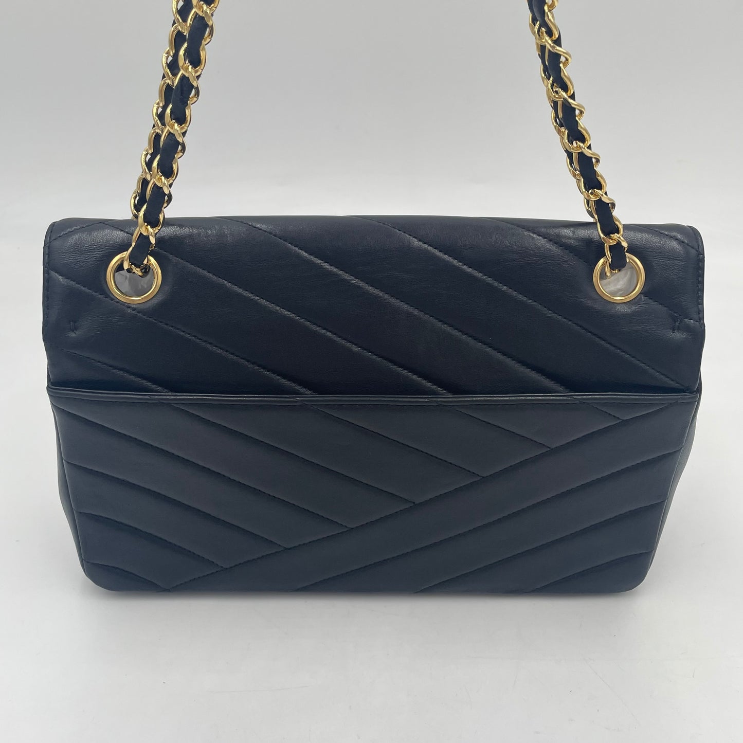 CHANEL V-Stitch Lambskin Flap Chain Shoulder Bag  with Gold Hardware