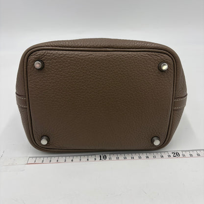 HERMES Picotin Lock PM 18 Brown Taurillon Clemence Silver Hardware