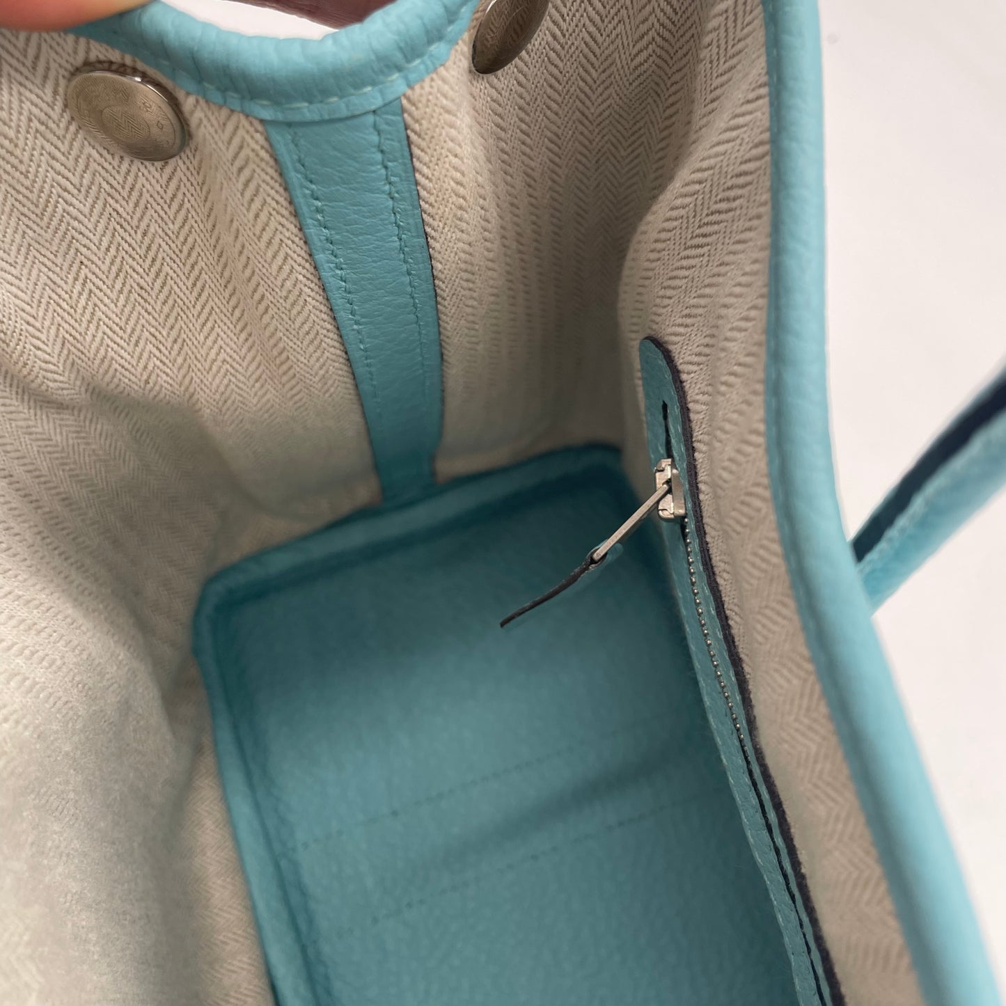 HERMÈS Garden Party T (2015) Negonda Leather Blue Atoll