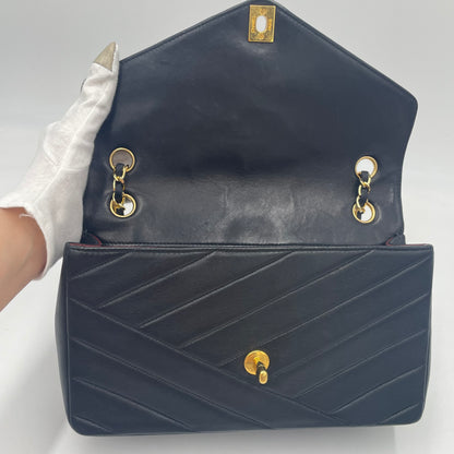 CHANEL V-Stitch Lambskin Flap Chain Shoulder Bag  with Gold Hardware