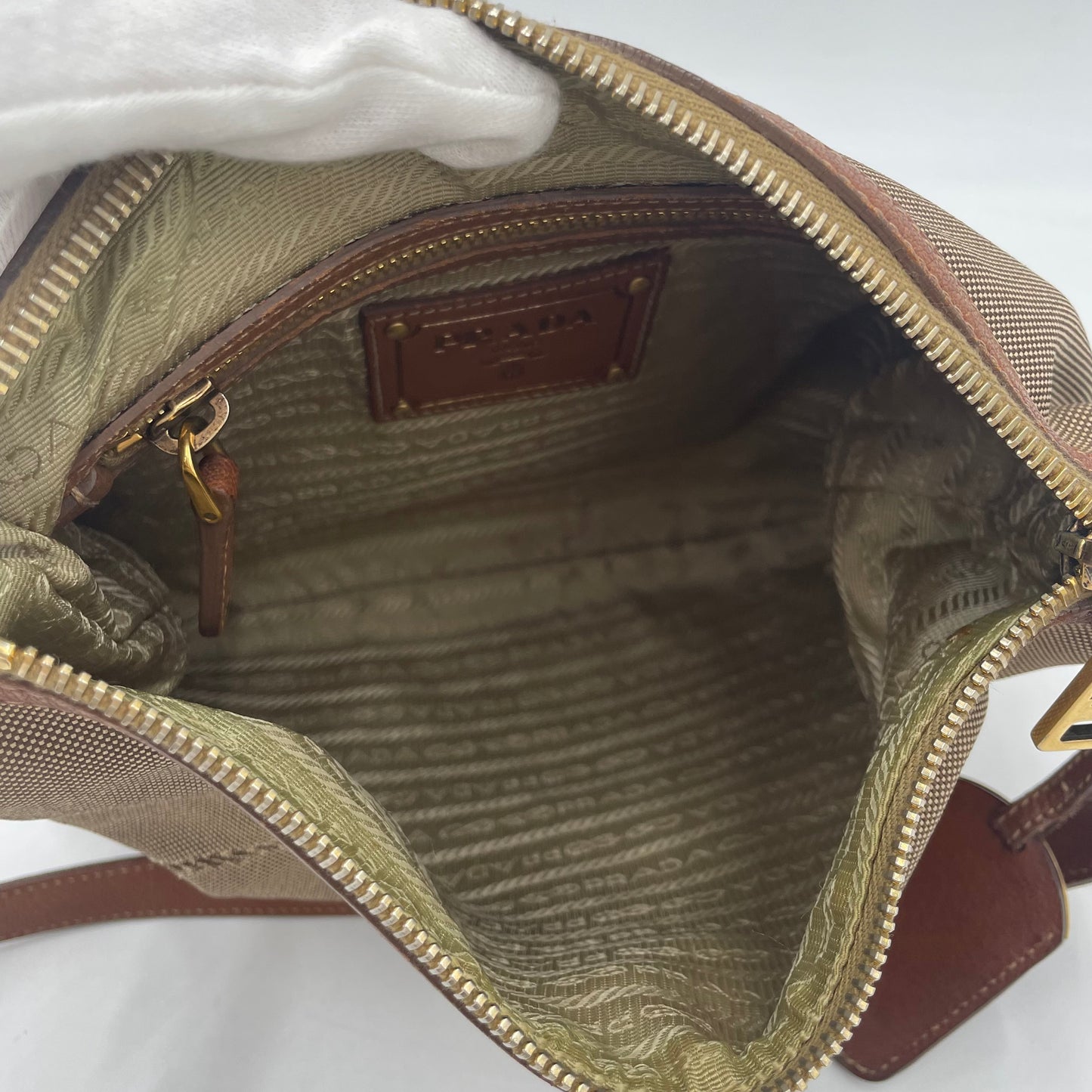 PRADA Jacquard Logo Canvas Crossbody Bag