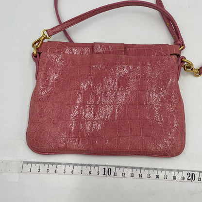 MIU MIU Croc-Embossed Leather Shoulder Bag Pink