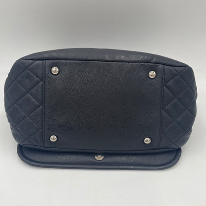 CHANEL CC Logo Lambskin Chain Shoulder Bag Black with Silver