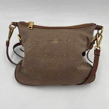 PRADA Jacquard Logo Canvas Crossbody Bag