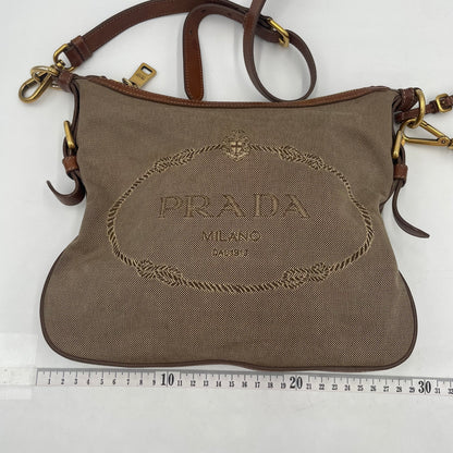 PRADA Jacquard Logo Canvas Crossbody Bag