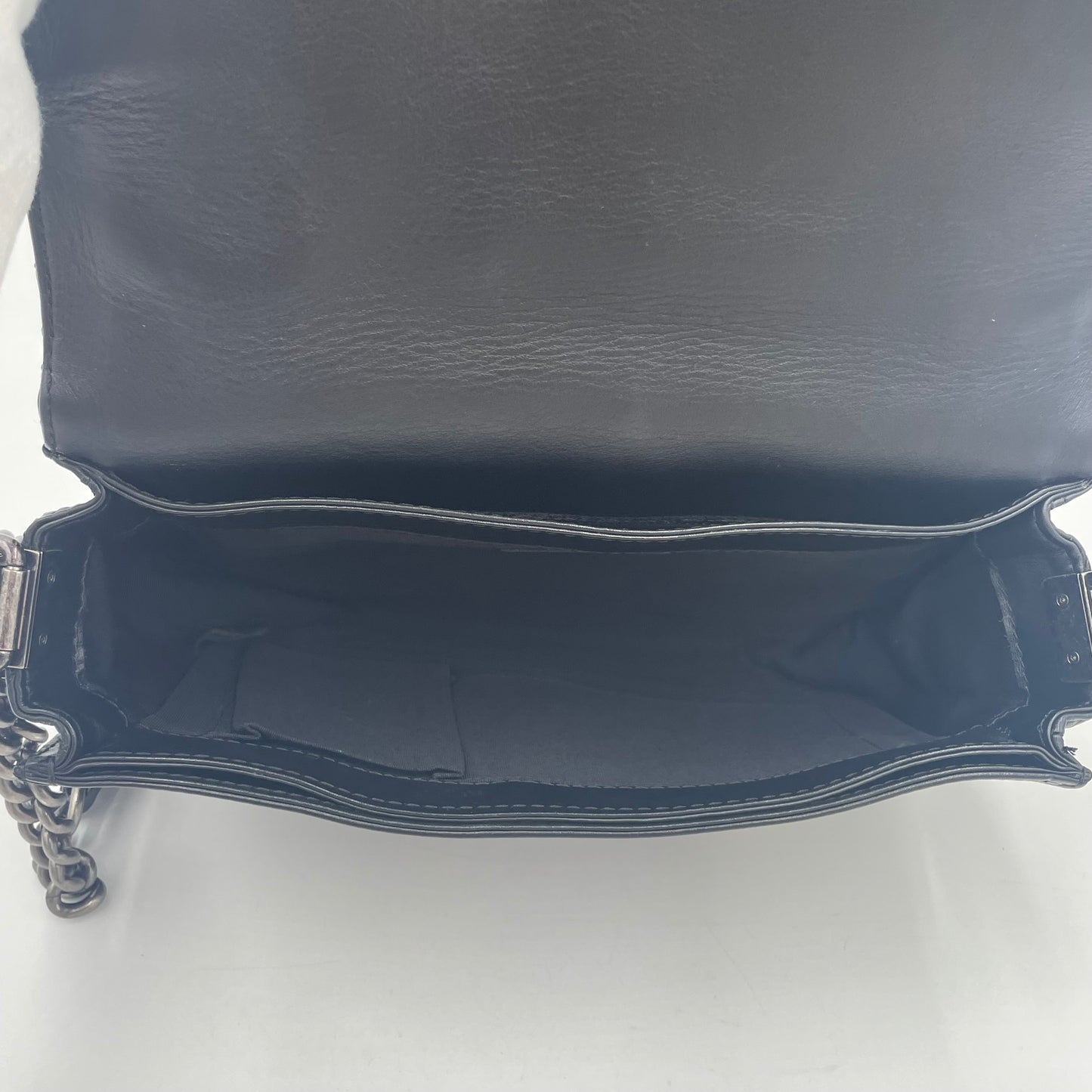 CHANEL Boy Chanel Lambskin Chain Shoulder Bag Black with Gunmetal