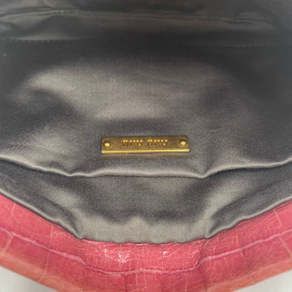 MIU MIU Croc-Embossed Leather Shoulder Bag Pink