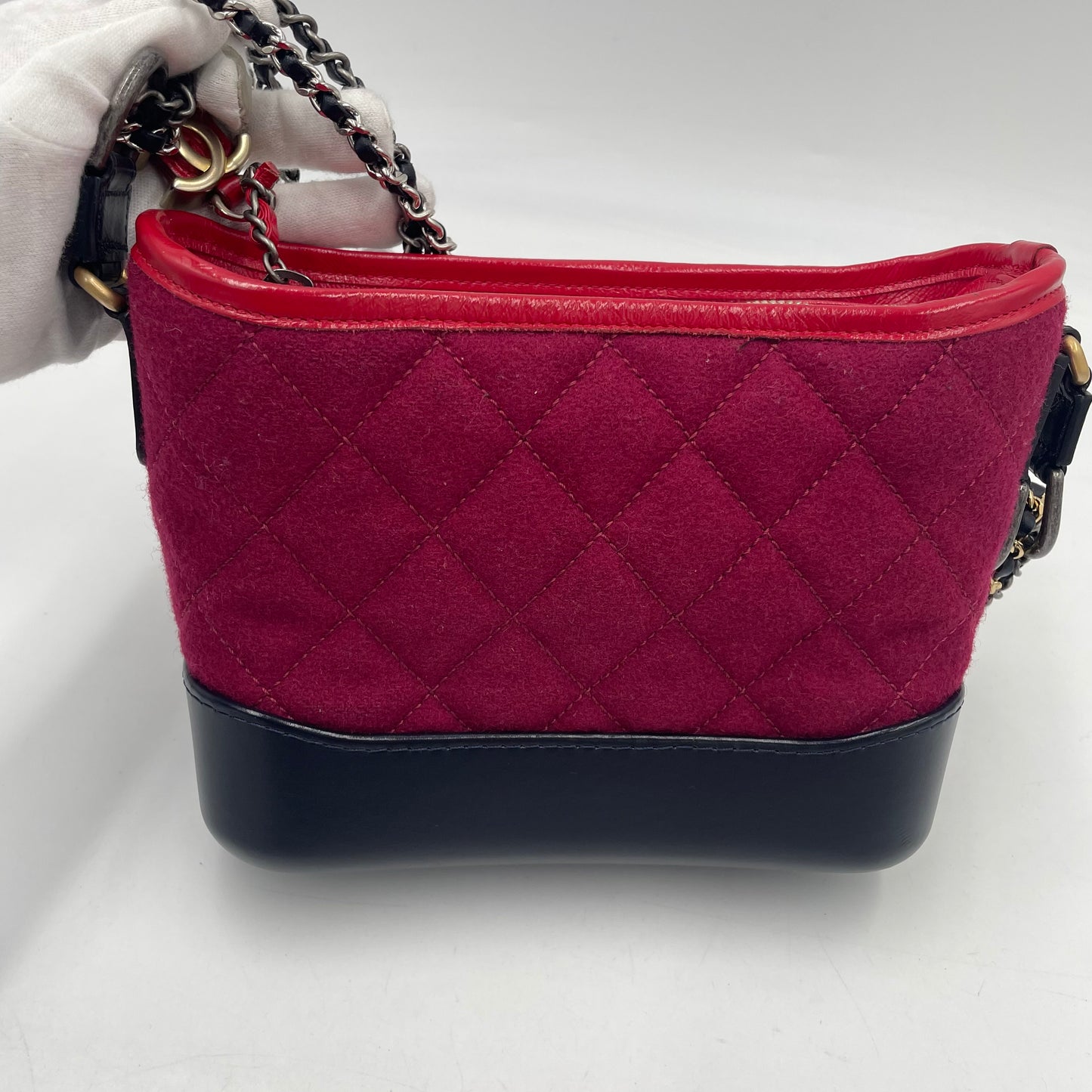 CHANEL Gabrielle Red Quilted Leather Chain Shoulder Bag