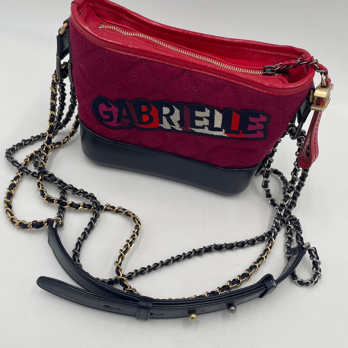 CHANEL Gabrielle Red Quilted Leather Chain Shoulder Bag