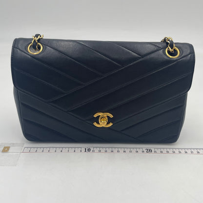 CHANEL V-Stitch Lambskin Flap Chain Shoulder Bag  with Gold Hardware