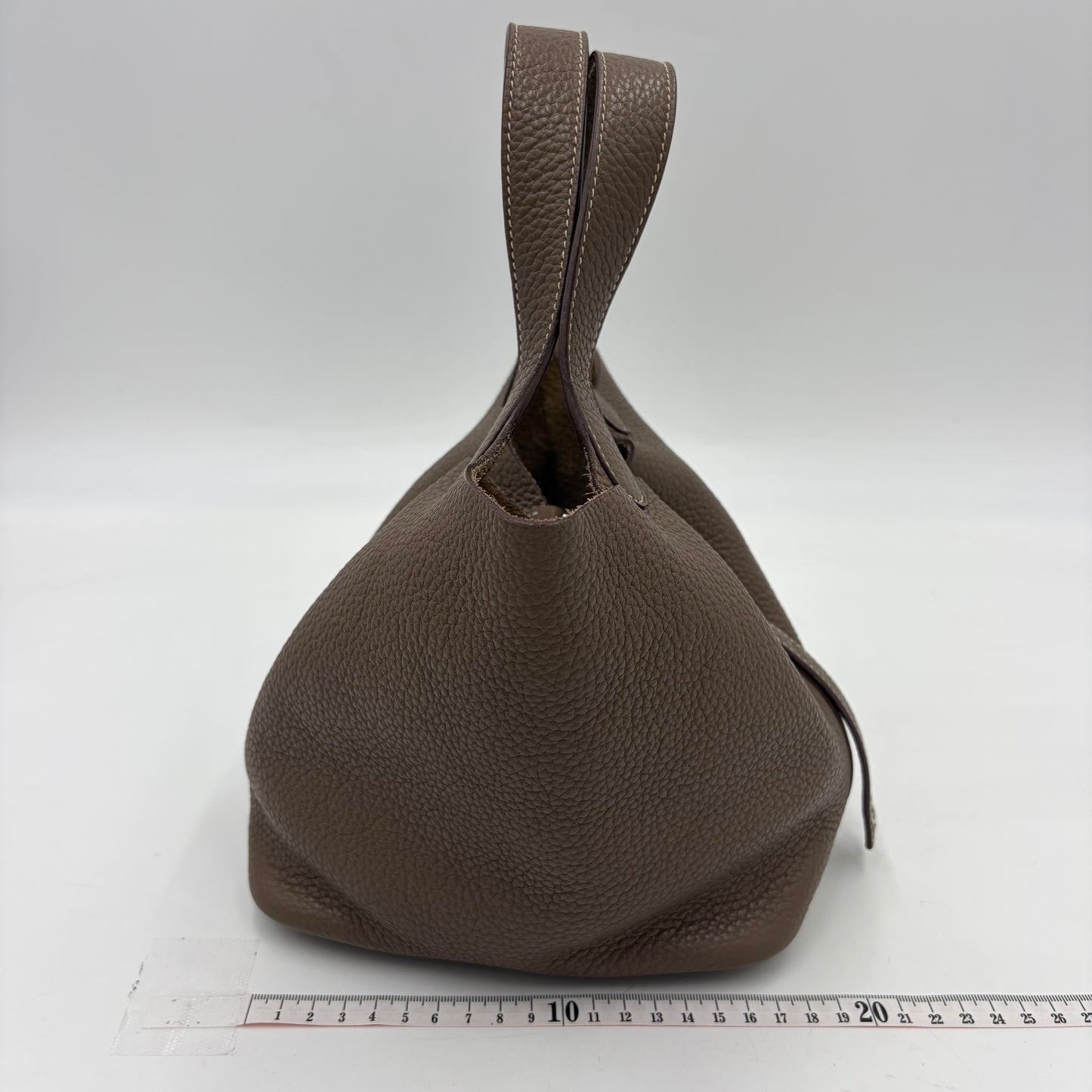 HERMES Picotin Lock PM 18 Brown Taurillon Clemence Silver Hardware