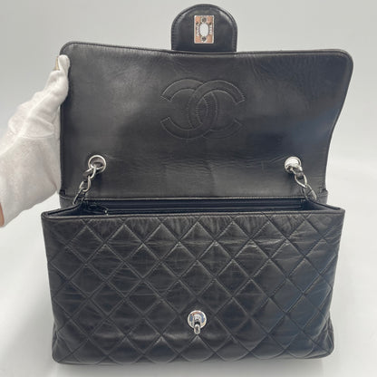 CHANEL Dark Brown Lambskin Single Flap Bag