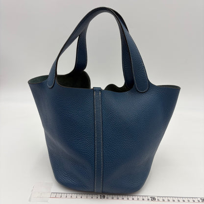 HERMÈS Picotin MM Taurillon Clémence Leather Silver Hardware