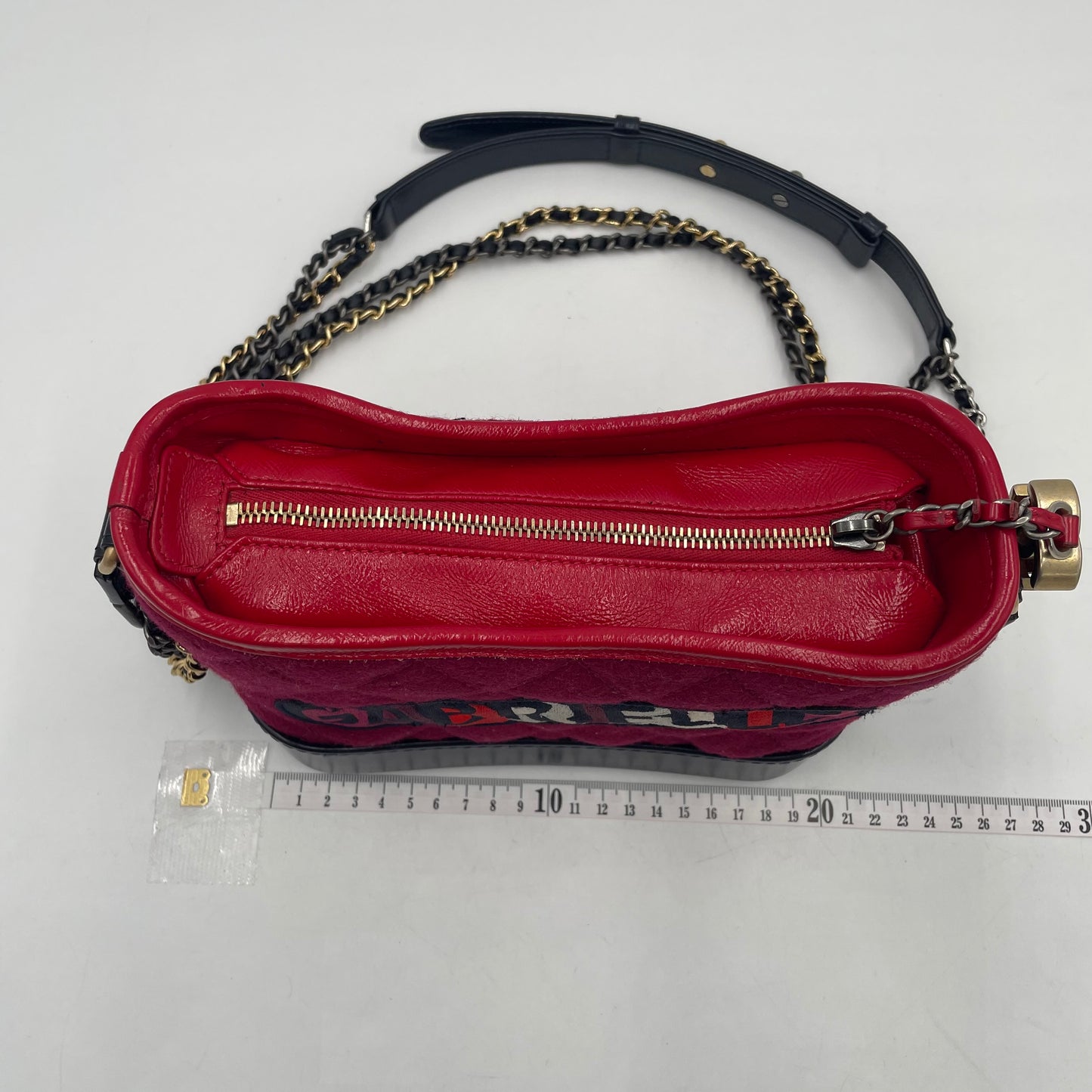 CHANEL Gabrielle Red Quilted Leather Chain Shoulder Bag