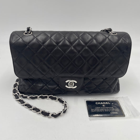 CHANEL Dark Brown Lambskin Single Flap Bag