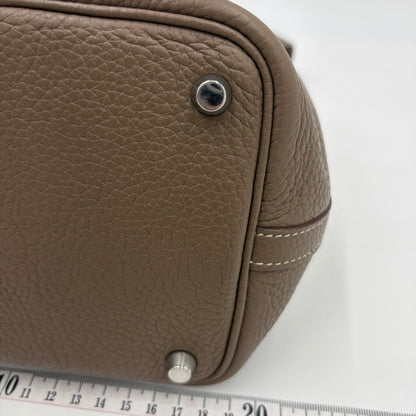 HERMES Picotin Lock PM 18 Brown Taurillon Clemence Silver Hardware