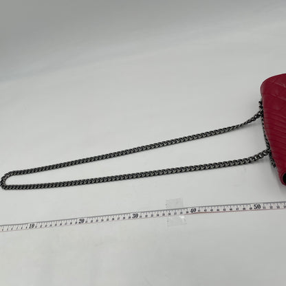 CHANEL Quilted Lambskin Flap Shoulder Bag – Red / Mixed Pattern (Chevron & Diamond)