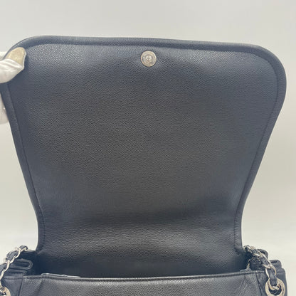 CHANEL CC Logo Lambskin Chain Shoulder Bag Black with Silver