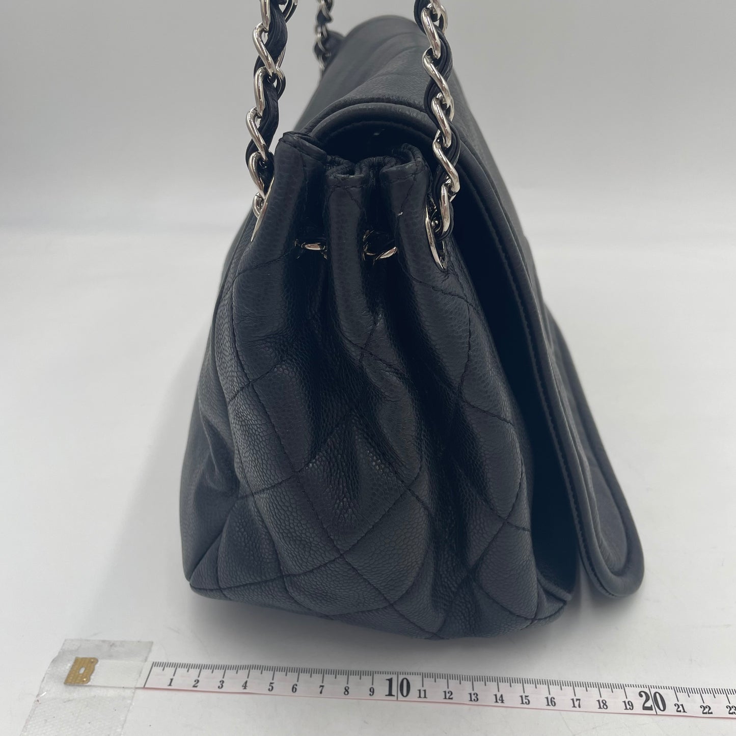 CHANEL CC Logo Lambskin Chain Shoulder Bag Black with Silver