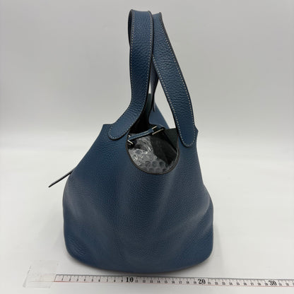 HERMÈS Picotin MM Taurillon Clémence Leather Silver Hardware