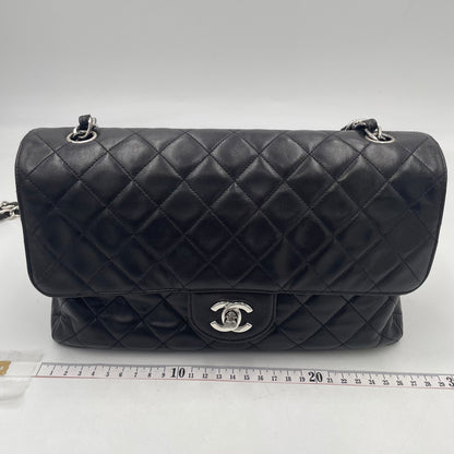 CHANEL Dark Brown Lambskin Single Flap Bag