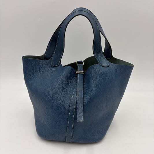 HERMÈS Picotin MM Taurillon Clémence Leather Silver Hardware