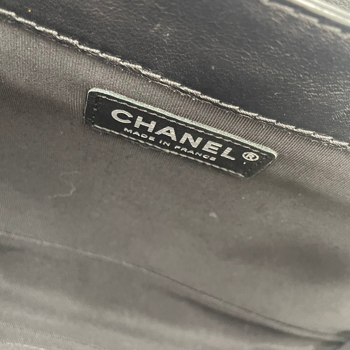 CHANEL Boy Chanel Lambskin Chain Shoulder Bag Black with Gunmetal