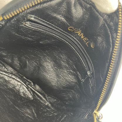 CHANEL Vintage Quilted Lambskin Round Tassel Chain Crossbody Bag Black