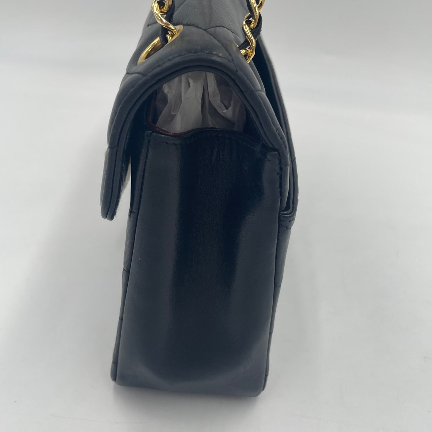 CHANEL V-Stitch Lambskin Flap Chain Shoulder Bag  with Gold Hardware