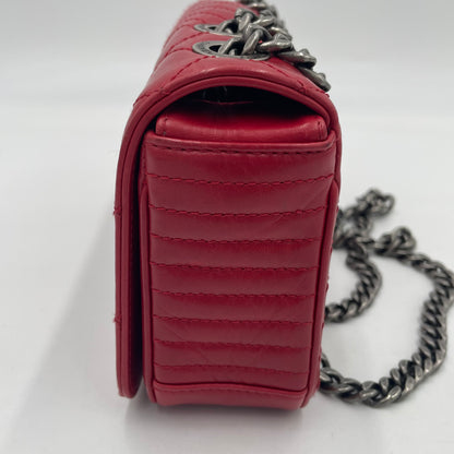CHANEL Quilted Lambskin Flap Shoulder Bag – Red / Mixed Pattern (Chevron & Diamond)